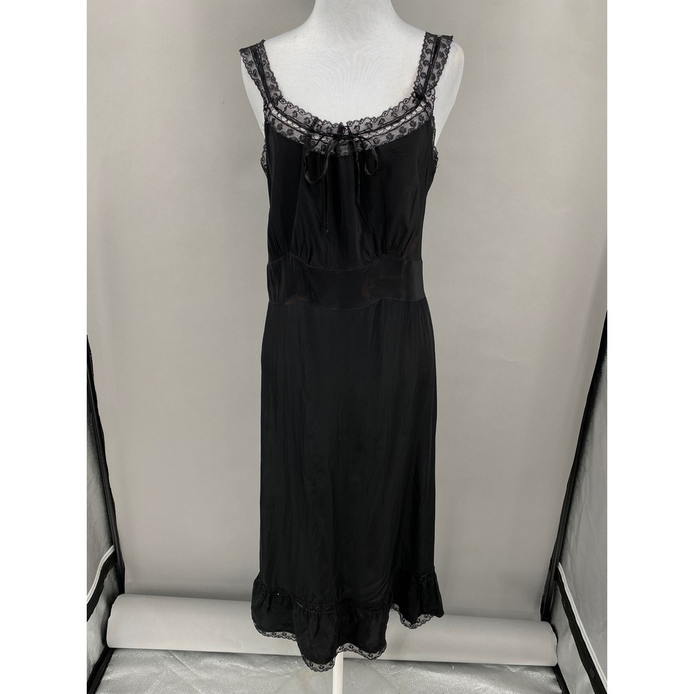 Vtg Barbizon Gay Lass Lace Trim Slip Dress Sz 16 Miss Whimsigoth Black Lingerie